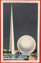 Trylon and Perisphere NY World's Fair Pohled Pohlednice