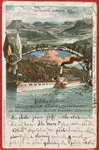 PARNÍK Ein Dampfer fährt auf der Elbe in der Sächsischen Schweiz Pohled Pohlednice