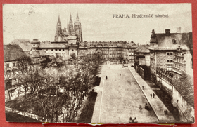 PRAHA Hradčanské náměstí Pohled Pohlednice