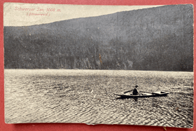 Černé jezero Schwarzer See Šumava Pohled Pohlednice