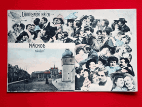 Náchod náměstí Líbati není hřích Pohled Pohlednice