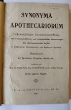 Synonyma apothecariorum Přehled všech názvů jak vědeckých, tak i lidových, veškerých drog, ...