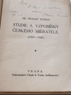 Studie a vzpomínky českého sběratele (1907-1920)
