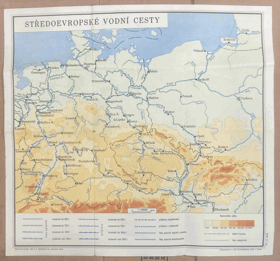 STŘEDNÍ EVROPA VODNÍ CESTY MAPA 1:4,000.000