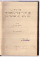 Dějiny vývojových theorií v biologii XIX. století